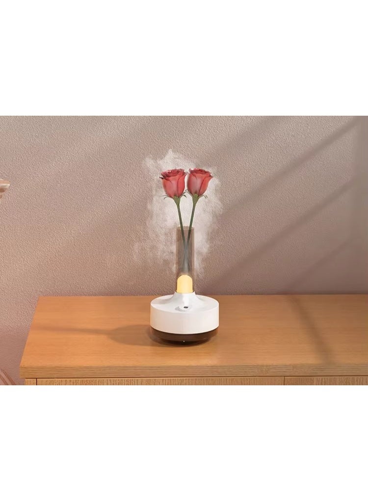مرطب هواء محمول على شكل مزهرية مع ضوء ليلي LED - موزع رذاذ بارد بالموجات فوق الصوتية - تصميم مزهرية زهور مبتكر لغرفة النوم والمكتب وديكور المنزل - مرطب هواء مكتبي هادئ يعمل بمنفذ USB - Image 2